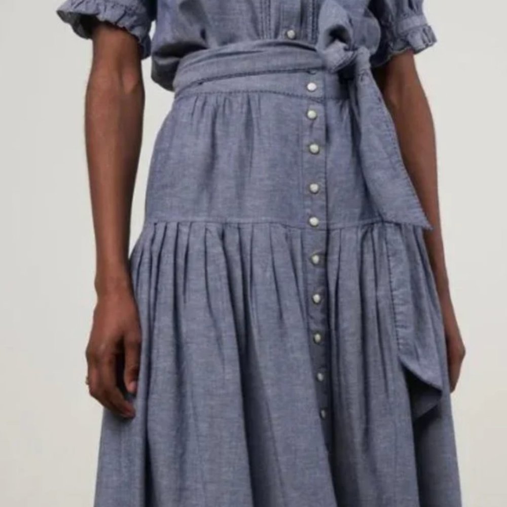 The Great. | Chambray Highland Skirt | 1 (Small)